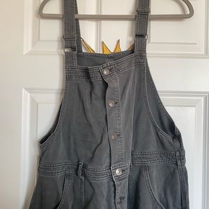 Black Distressed Denim Overalls